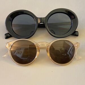 Round Black and Tan Sunglasses Set